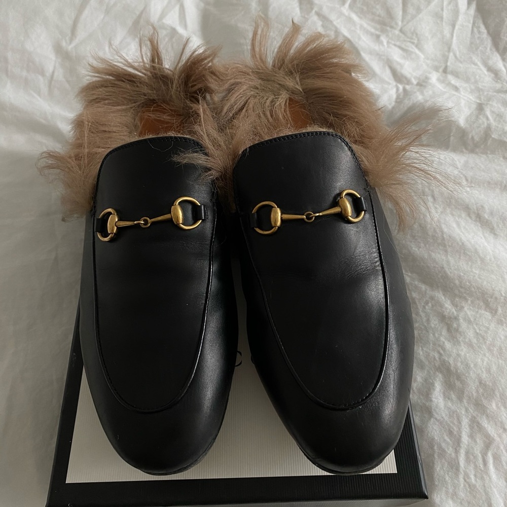 Gucci Princetown Kangaroo Fur Loafer/Mule